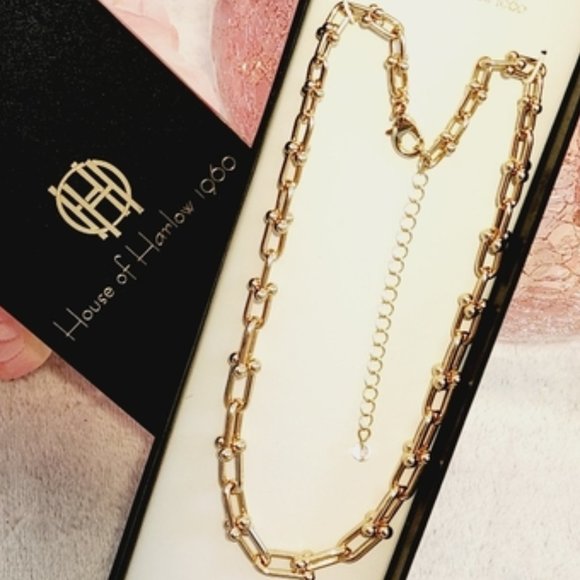House of Harlow 1960 connecting u ball gold chain necklace - Picture 2 of 7